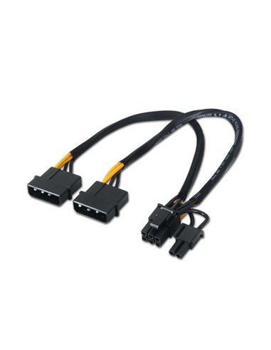 Aisens - Câble Carte Graphique - 2xMolex 4pin/M-PCI-E(Molex 6+2pin)/M - 20cm - 100% Cuivre - Couleur Noir