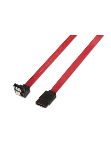 Aisens - Câble de données SATA III 6G Données coudées avec ancres - 0,5 m pour disque dur SSD SATA I - II - III - Couleur rouge