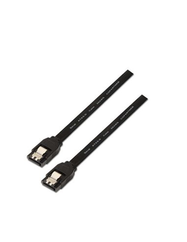 Aisens - Câble de données SATA III 6G avec ancrages - 0,5 m pour disque dur SSD SATA I - II - III - Couleur Noir