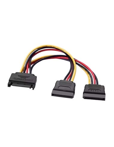 Aisens - Câble d'alimentation SATA - SATA/M-2xSATA/H - 20cm - Couleur Noir