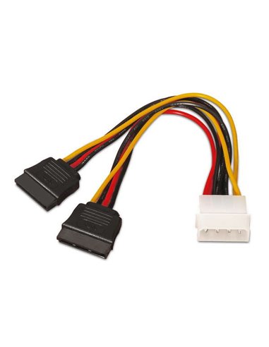 Aisens - Câble d'alimentation SATA - Molex 4pin/M-2xSATA Femelle - 20cm - 100% Cuivre - Couleur Noir