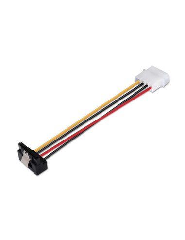 Aisens - Câble d'alimentation SATA coudé avec ancrages - Molex 4pin/M-SATA Femelle - 16 cm - 100% Cuivre - Couleur Noir