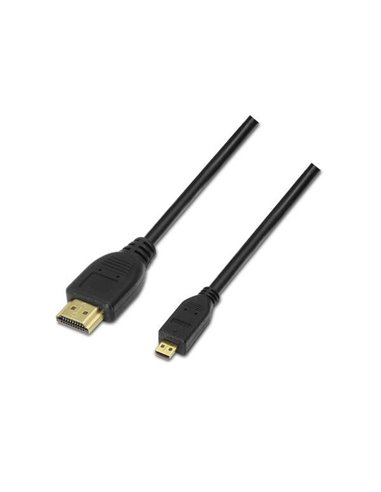 Aisens - Câble Micro HDMI Haut Débit/HEC - A Mâle-D/Mâle - 1,8m - Compatibilité 3D et Ethernet - Couleur Noir