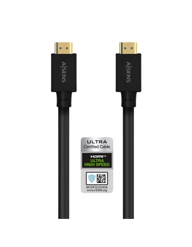 Aisens - Câble HDMI V2.1 Ultra Haut Débit/Hec 8K@60Hz 48Gbps - A/M-A/M - 5.0m - Couleur Noir