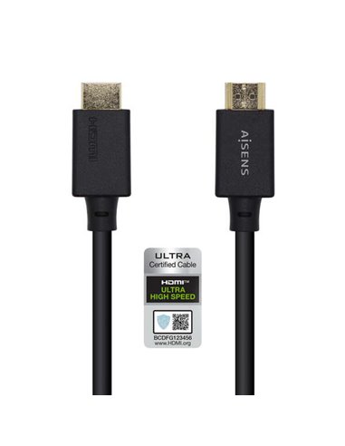 Aisens - Câble HDMI V2.1 Certifié Ultra Haut Débit 8K@60Hz 48Gbps - A/M-A/M - 3.0m - Couleur Noir