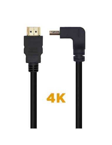 Aisens - Câble HDMI V2.0 coudé haut débit haut de gamme / HEC 4K@60Hz 18Gbps - A/M-A/M - 2.0M - Couleur Noir