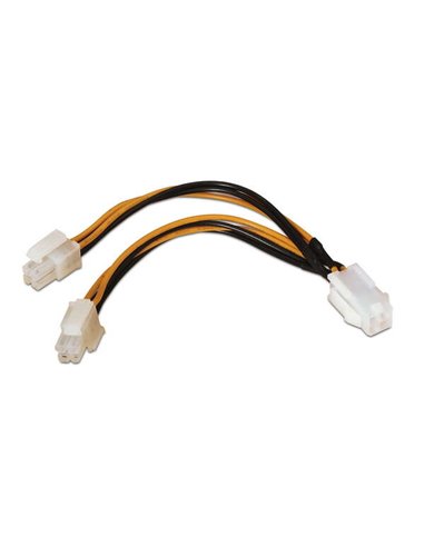 Aisens - Câble d'alimentation microprocesseur - 4pin/H-4+4pin/M - 15cm - 100% Cuivre - Couleur Noir