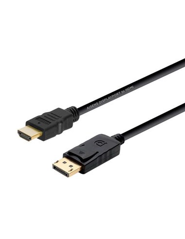 Aisens - Câble convertisseur Displayport vers HDMI - DP/M-HDMI/M - 2.0m - Noir