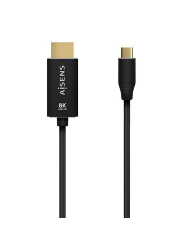 Aisens - Câble convertisseur USB-C vers HDMI 2.1 8K @ 60 Hz en aluminium - USB-C/M-HDMI/M - 2,0 m - Couleur noire