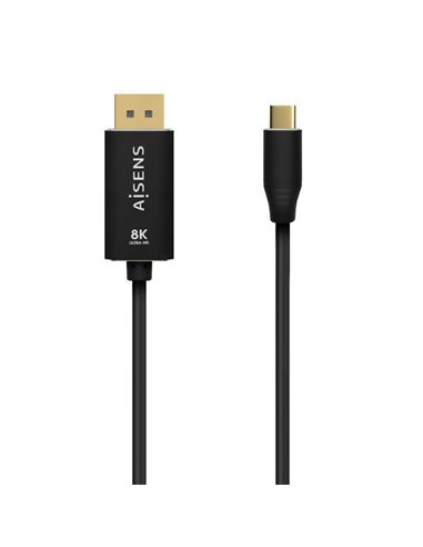 Aisens - Câble convertisseur USB-C vers Displayport 8K @ 60 Hz en aluminium - USB-C/M-DP/M - 1,8 m - Couleur noire