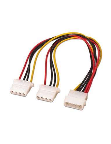 Aisens - Câble d'alimentation Molex - Molex 4pin/M-2xMolex 4pin/H - 20cm - 100% Cuivre - Couleur Noir