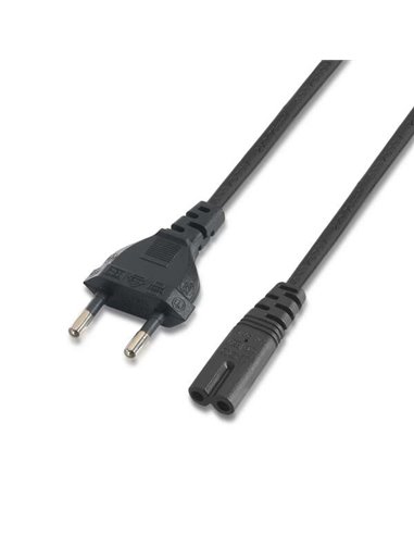 Aisens - Câble d'alimentation Forme 8 - CEE7/16/M-C7/H - 1,5 m - 100% Cuivre pur AWG18 - Couleur Noir