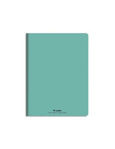 Cahier piqûre 24x32 96 pages grands carreaux 90g. Couverture polypro turquoise