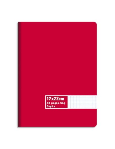 Cahier piqûre 17x22 48 pages grands carreaux 60g. Couverture carte assortie