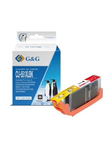 G&G Canon CLI551XL Negro Cartucho de Tinta Generico - Reemplaza 6443B001/6508B001