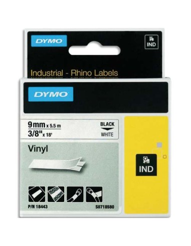 DYM RUBAN RHINO 9MM VINYL NR/BLC 18443