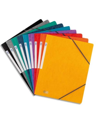 Lot de 10 chemises simples à élastiques Topfile , en carte lustrée 5/10e coloris assortis