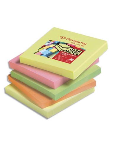 Lot de 12 bloc de 100 feuilles repositionnables dimensions 7,6x7,6cm. Coloris assortis néon