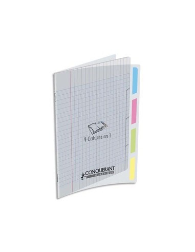 CONQUERANT CLASSIQUE Cahier 4en1 agrafé 17x22cm 140 séyès couverture polypro incolore