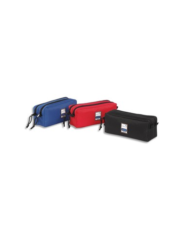 Trousse  TEKNIK - Rectangle 2 compartiments : 22x9x7cm Nylon - Assortis  : rouge. noir. marine