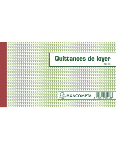 Carnet à souche "Quittances de loyer" 13.5x18.5cm - 50 feuillets - Format horizontal