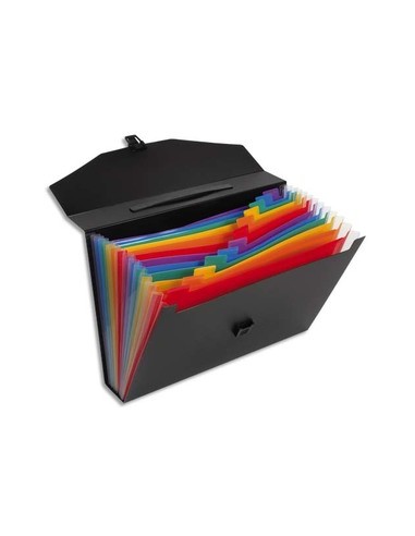 Trieur malette RAINBOW CLASS 13 compartiments. polypro 10/10e. noir intérieur multicolore