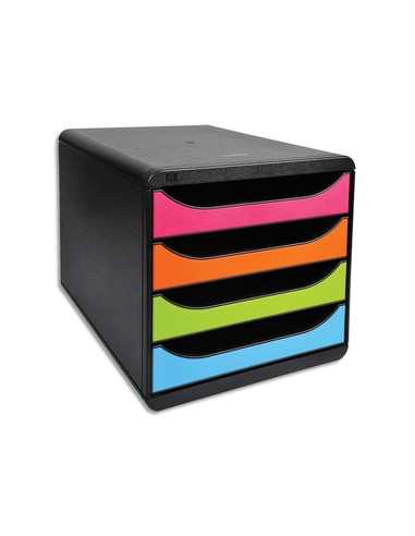 Module de classement Big-Box Noir Arlequin 4 tiroirs. en PS format A4+ L27.8 x H26.7 x P34.7 cm