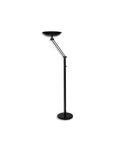 Lampadaire à Leds Varialux Noir articulé - Hauteur 180 cm. Socle D34 cm. vasque D36 x H6 cm