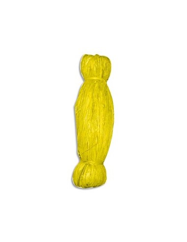 Bobine de 50g de raphia végétal coloris Jaune. longueur non standardisée de 1 à 1.20m