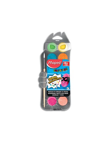 Boite de 12 pastilles 30mm de gouache ultralavable COLOR'PEPS