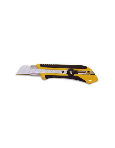 Cutter XH-1 Jaune noir. manche en caoutchouc. blocage par molette. lame secable - Largeur lame 25 mm