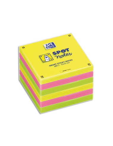 Lot 6 blocs notes repositionnables 7.5X7.5cm SCRIBZEE. Coloris assortis jaune. vert. rose - OXFORD 