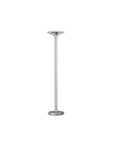 Lampadaire à Leds Variaglass Gris métal avec vasque verre. H180 cm. Socle D34 cm. vasque D36xH6 cm