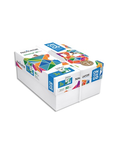 Lot de 3 ramettes 500 feuilles papier extra blanc Navigator Universal A4 80G CIE 169