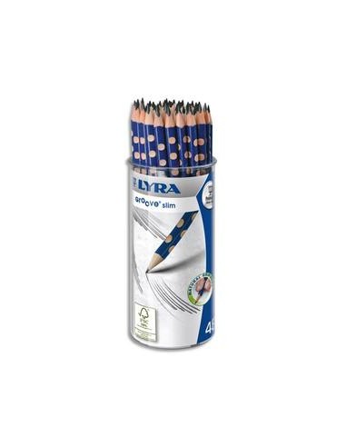 Pot de 48 crayons graphite triangulaires Groove Slim avec grip zone gauchers et droitiers mine HB