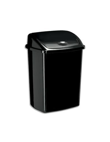 Poubelle à couvercle basculant noire 50 litres, en polypropylène recyclable L40,5 x H68,5 x P31 cm