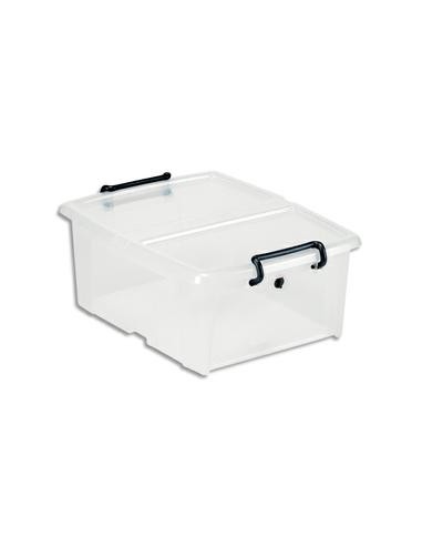 Boîte de rangement SmartBox Strata Transparent, 20L, en PP, couvercle clipsé, L46 x H19 x P37 cm