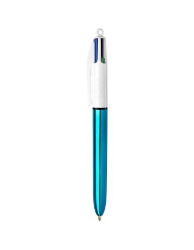 Stylo bille 4 couleurs SHINE Corps métaltallique bleu