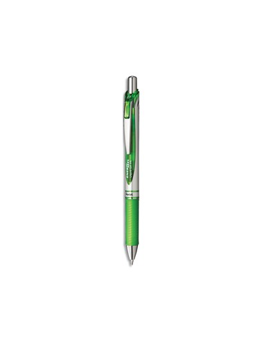 Stylo à bille energel rétractable 0.7mm. Encre à pigment infalsifiable verte.