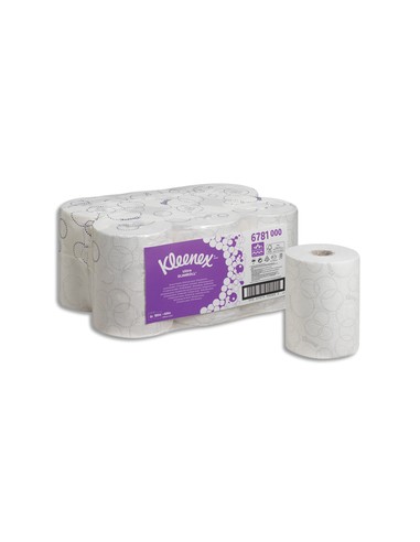 KLEENEX Lot de 6 Bobines d'essuie-mains Slimroll 2 plis - L100 m, H19,8 cm D14,5 cm pour Aquarius blanc