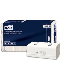 TORK Colis de 12 Paquets de 410 Essuie-mains PeakServe blanc 1 pli gaufré enchevêtré Ft 22,5 x 20,1 cm