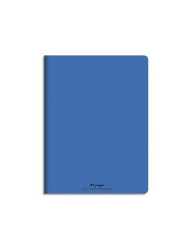 NEUTRE Cahier piqûre 17x22 32 pages grands carreaux 90g. Couverture polypro bleu