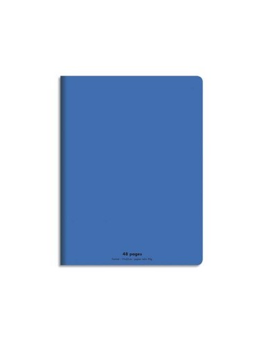 NEUTRE Cahier piqûre 17x22 48 pages grands carreaux 90g. Couverture polypro bleu