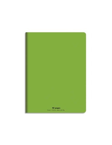 NEUTRE Cahier piqûre 17x22 48 pages grands carreaux 90g. Couverture polypro vert