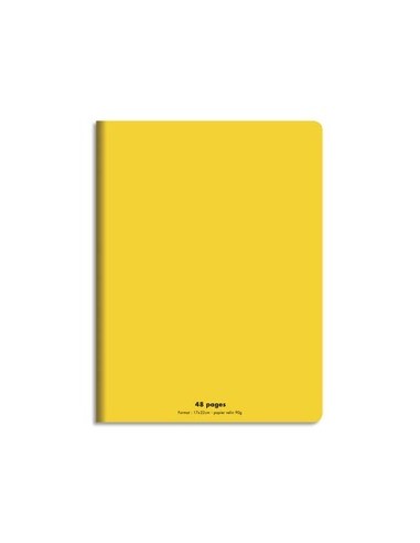 NEUTRE Cahier piqûre 17x22 48 pages grands carreaux 90g. Couverture polypro jaune