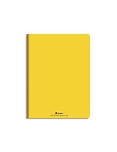 NEUTRE Cahier piqûre 17x22 60 pages grands carreaux 90g. Couverture polypro jaune