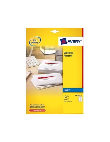 AVERY Boîte de 350 étiquettes adresses jet d encre 99,1x38,1mm blanches J8163-25