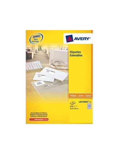 AVERY Boîte de 300 étiquettes enlevables 99,1 x 42,3 impression laser L4743REV