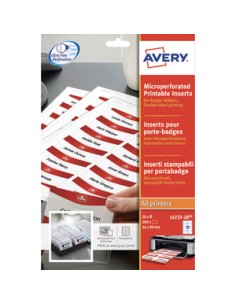 AVERY Boite de 200 bristols microperforés 190/m² en planche A4 pour badges 5,4x9 cm