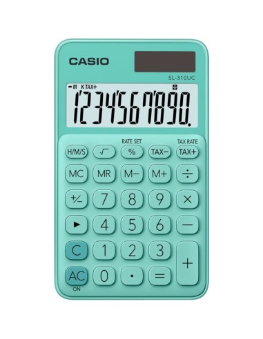 CASIO Calculatrice de poche 10 chiffres Vert SL-310UC-GN-S-EC